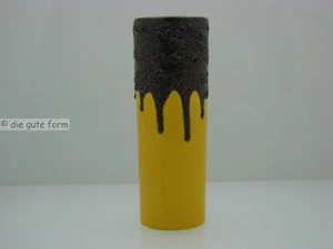 FAT LAVA OP Art - - - - Jarrón 22 cm - ES Keramik, Alemania - Negro + Amarillo - - - - Imagen 1 de 9