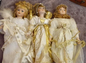 VTG Lot Of 3 Heritage Mint Ltd Collection Porcelain Dolls 2000-2002 With Stands - Picture 1 of 16