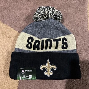 New Orleans Saints NFL New Era Knit Striped Pom Knit Beanie / Skull OSFA - Picture 1 of 3