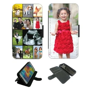 Personalised Flip Wallet Phone Case Cover Collage Custom For iPhone Samsung - Picture 1 of 7