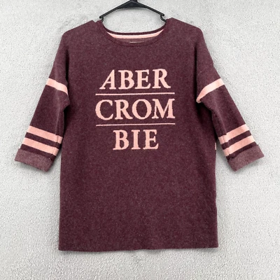 Abercrombie 毛衣女式 XS 栗色粉色拼色柔软舒适半袖 — 第 1/4 张图片