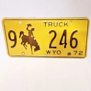 72 WYO TRUCK License Plate Tag Vintage Wyoming Bronco Cowboy 1972 - Picture 1 of 2