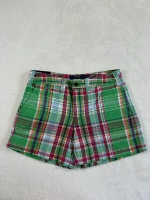 Pantalones Cortos Chinos Polo Ralph Lauren Verde Rojo A Cuadros Algodón Lino Caqui Talla 0 Nuevos con Etiquetas Foto 1 de 4