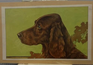 Vintage 1937 MARGUERITE KIRMSE Print IRISH SETTER Fall Leaf Background 9x5 1/4 - Picture 1 of 6