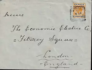 CYPRUS GEORGE V COMMERCIAL COVER LIMASSOL TO LONDON 6 JY 22 WITH ARRIVAL ON BACK - Picture 1 of 2