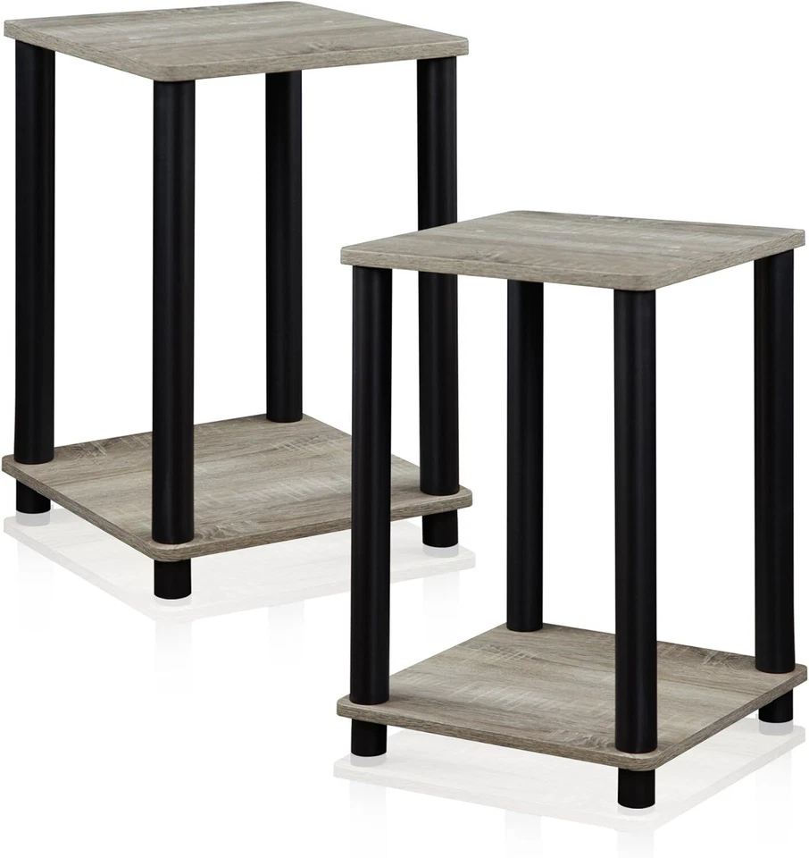 NEW - FURINNO Stylish End Table, French Oak Grey/Black,2-Pack (2-99800GYW) - Image 1 of 4