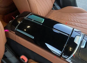 For Benz S-Class 2021-2023 Bright Black Central Console Storage Box Cover Trim - Picture 1 of 5