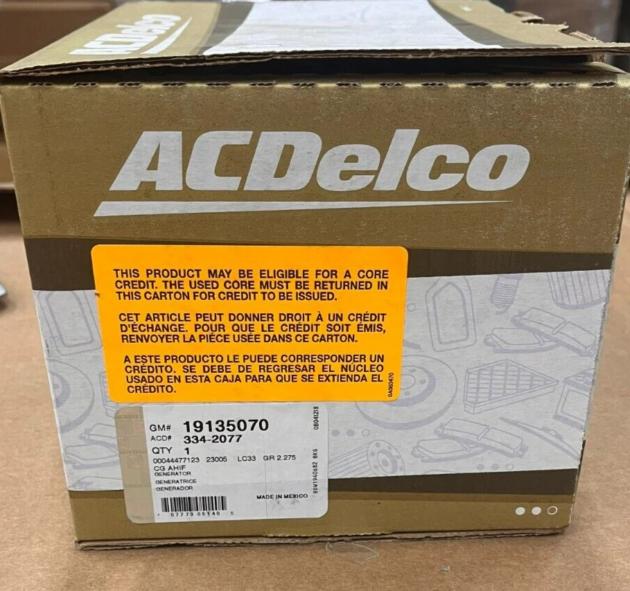 ACDELCO 334-2077 REMANUFACTURED ALTERNATOR FITS 97-98 NISSAN PATHFINDER 3.3L-V6 - Image 1 of 1