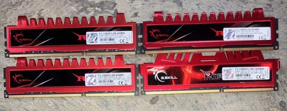 20GB KIT F3-12800CL9D-8GBRL G Skill (3 X 4GB, 1x8GB) 1600MHz TESTED - Image 1 of 1