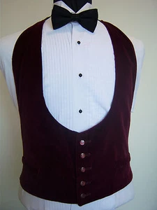 BOYS BURGUNDY VELVET VEST with Black Satin Bowtie option  - Picture 1 of 3