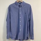 Ralph Lauren Men’s XL Classic Fit Blue Check Button Up Long Sleeve Shirt Cotton
