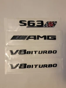 For Mercedes-Benz AMG S63 S V8 BiTurbo Black Badge Emblem Rear + Fender Set New! - Picture 1 of 1