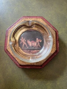 Florentia Florentine Hand Made In Italy Art Gold Gesso Wood Glass Ashtray - Picture 1 of 7