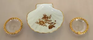 Limoges Frankreich Chamart Muschel Muschel Floral Schmuck Schale mit Gold Metallrand Aschenbecher - Bild 1 von 13