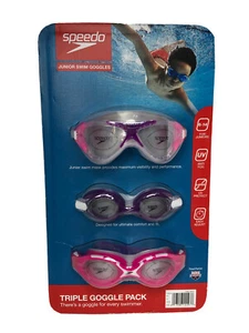 speedo Junior (6-14) Swim Goggles Triple Goggle Pack New in Package AntiFog - Picture 1 of 2