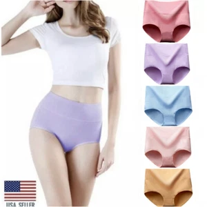 High Waisted Cotton Underwear Women’s Full Coverage Briefs Soft Breathable S-3XL - Picture 1 of 13