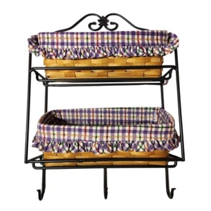 Longaberger Wrought Iron Envelope Rack Hooks Two Woven Traditions Lined Baskets - Picture 1 of 11