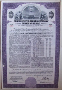 Consolidated Edison Company of New York, Inc $1000 bond dated 1957 - Picture 1 of 1