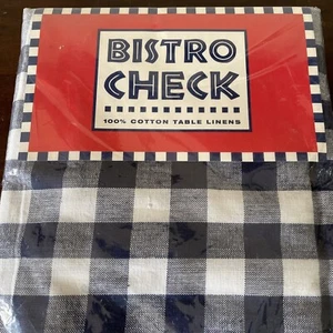 Vtg Tablecloth Classic Blue White Picnic Check Gingham New Without Packag 52x70 - Picture 1 of 4
