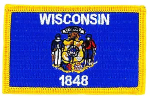 FLAGGE PATCH PATCHES Wisconsin BÜGELBILD BESTICKT USA STAAT - Bild 1 von 1