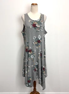 Torrid Womens Dress 0 AU 12 Grey Floral Sleeveless Stretch Hanky Hem Hippie Boho - Picture 1 of 11