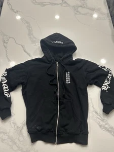 Chrome Hearts Vertical Logo Zip Up Hoodie Black - Picture 1 of 15