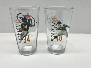 VTG Miller Lite Chicago Bears Walter Payton & Gayle Sayers Pint Glasses 2pc Set - Picture 1 of 7