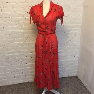 Vestido Karen Alexander para Chelsea Vintage Años 70 Manga Gorra Rojo Estampado Pera Talla 4 - Imagen 1 de 9