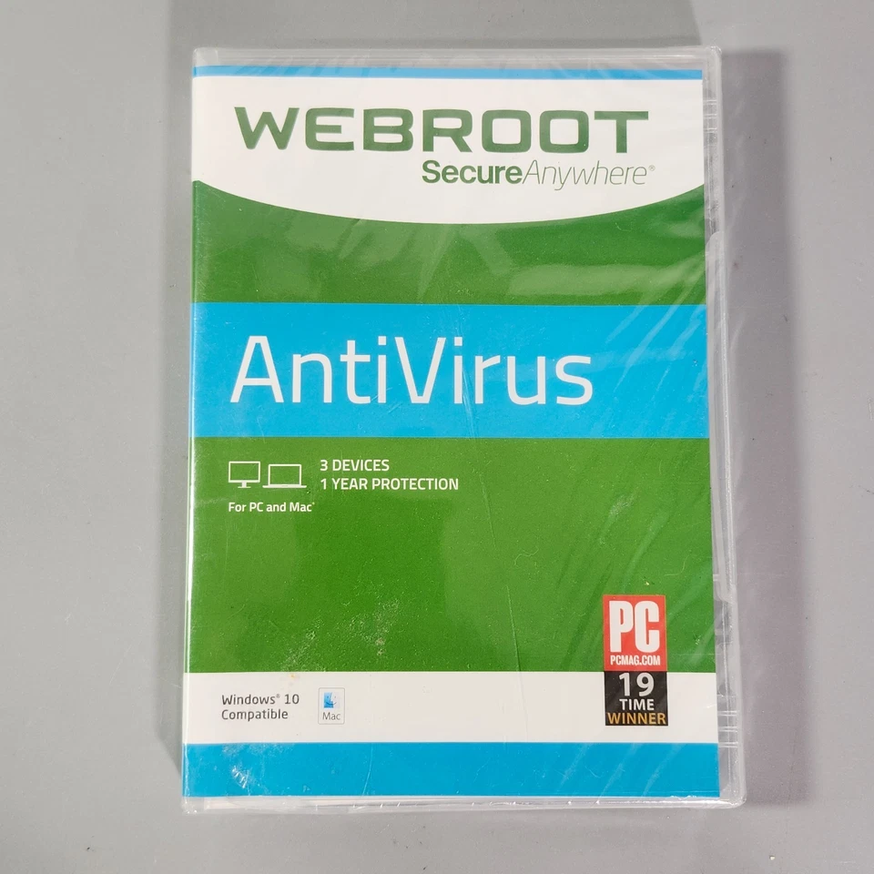 WebRoot Antivirus 3 Device Virus Malware Protection CD-ROM for Windows 10 PC MAC - Image 1 of 4