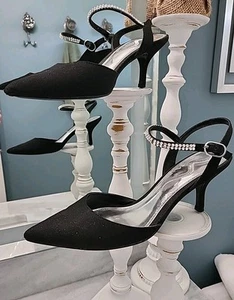 Tacones Nina negros brillantes y estrás talla 7,5 M - Imagen 1 de 6