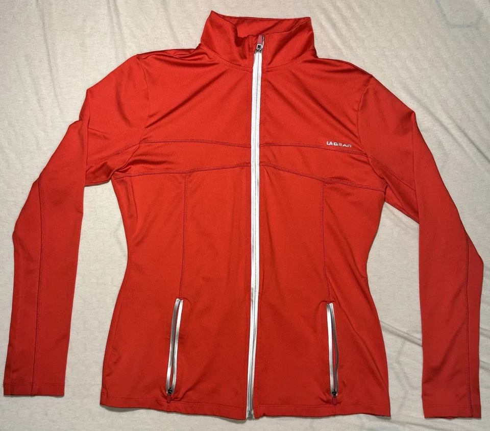 Chaqueta de Correr LA Gear Para Mujer M Cremallera Completa con Bolsillos con Cremallera Roja Manga Larga Activa Foto 1 de 4