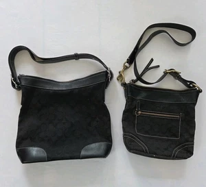 Coach Handtasche & Umhängetasche - 2 Stück - schwarz Signatur C Muster - LESEN - Bild 1 von 17