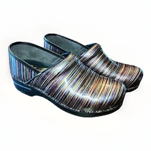 Dansko Women's Clog Multi Women’s Size 41 (US Size 10.5) Striped Patent - Picture 1 of 11