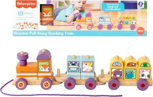 Fisher Price - Wooden 3-Carriage Stacking Train – 19 Piece Colourful Set - Picture 1 of 7