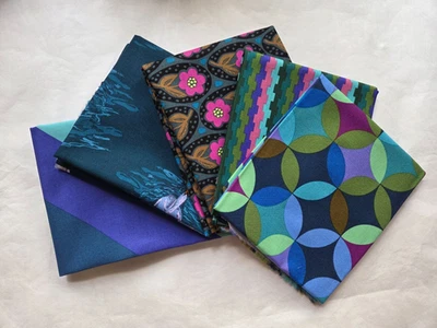 5 Fat Quarters - Blue Anna Maria FQ 18 x 22 Cotton Quilting Fabric Version 2 - Image 1 of 4