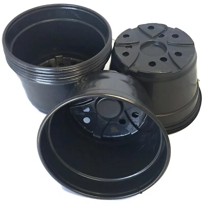 LANDMARK PLASTICS 8" Round Black Plastic Greenhouse Mum Pots - Landmark - Choose Qty