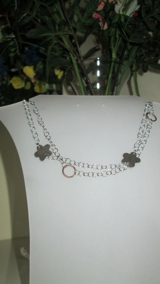 GIROCOLLO ARGENTO 925 CON ELEMENTI IN ARGENTO RAMATO  - Immagine 1 di 2