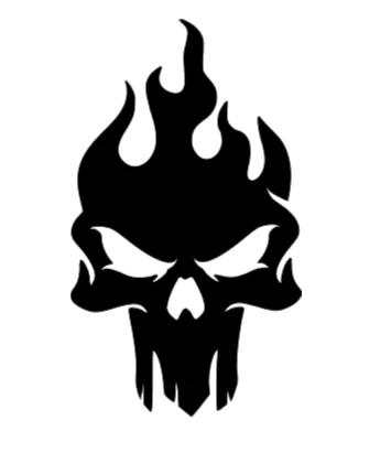 Flaming Skull Vinyl Decal Car Truck Laptop Flames On Skull Sticker Skull Flames - Image 1 of 1
