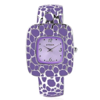 女士 STRADA 紫色日本机芯不锈钢袖口手链手表 D847 — 第 1/4 张图片