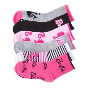 6 Pack Kids Barbie Socks Size 6/8 - Picture 1 of 7