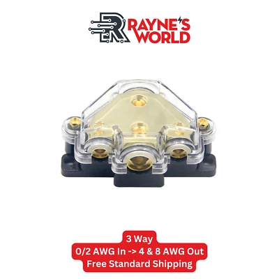 3 Way Distribution Block 0-4 AWG In, 4-10 AWG Out Car Audio Amp Power or Ground - Image 1 of 4