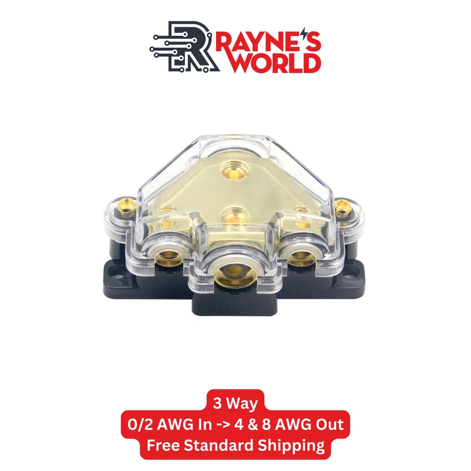 3 Way Distribution Block 0-4 AWG In, 4-10 AWG Out Car Audio Amp Power or Ground - Image 1 of 4