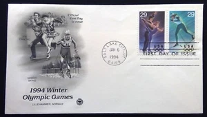 Scott 2809 2810 FDC Ice Dancing Cross Country Skiing Winter Olympics STRIP 2 PCS - Picture 1 of 3
