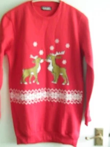 Rote Tunika / Minikleid mit Rentiermuster - Bild 1 von 3