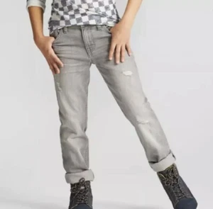 Boys Straight Recto Adjustable Waist Jeans Size 12 Slim Gray - Picture 1 of 3