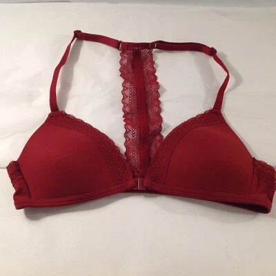 Sujetador Xhilaration Talla 32A Rojo Inalámbrico Ribete de Encaje Ligeramente Forrado Correas Ajustables Foto 1 de 3