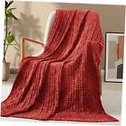 Chenille Knit Throw Blanket, Cozy Soft Cable Knitted Throw(50" x 60") Rust