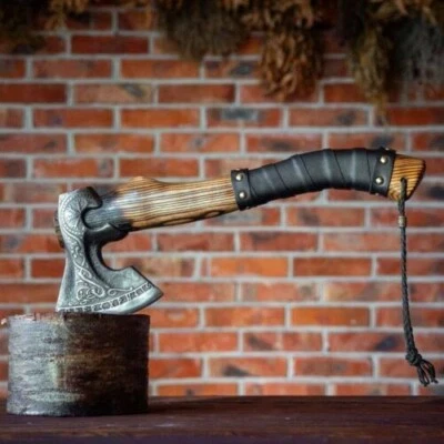 Hatchet Custom Handmade Damascus Steel Tomahawk Axe Throwing Viking Hunting Axe - Image 1 of 4