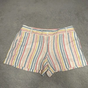 Ann Taylor Loft Linen Blend Shorts size 12 White / Multicolor Striped Preppy - Picture 1 of 7