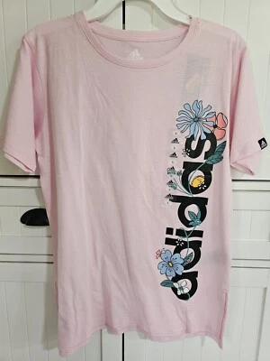 Camisa Adidas Niñas Niños Jóvenes NUEVA Manga Corta Rosa Floral Talla Grande 14 Foto 1 de 2